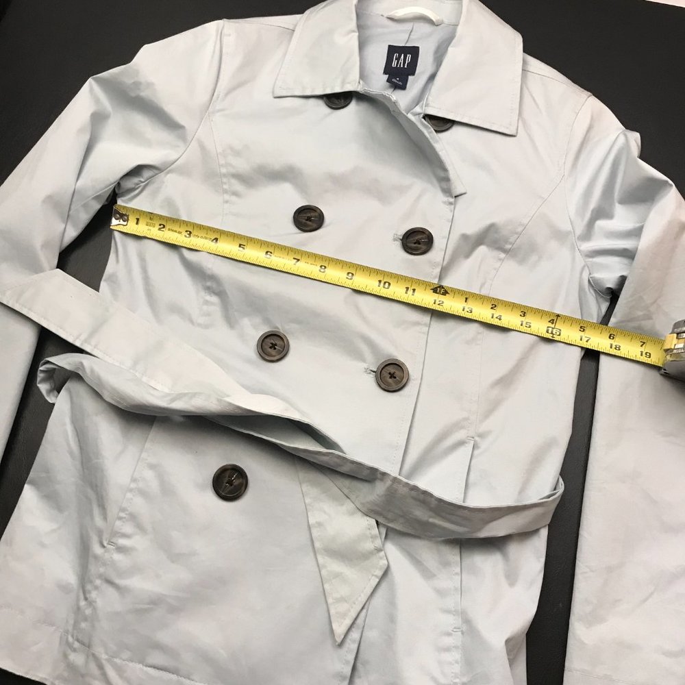 Gap Women's Pea Coat Jacket Size S Light Blue with Tie and Buttons - Picture 15 of 16